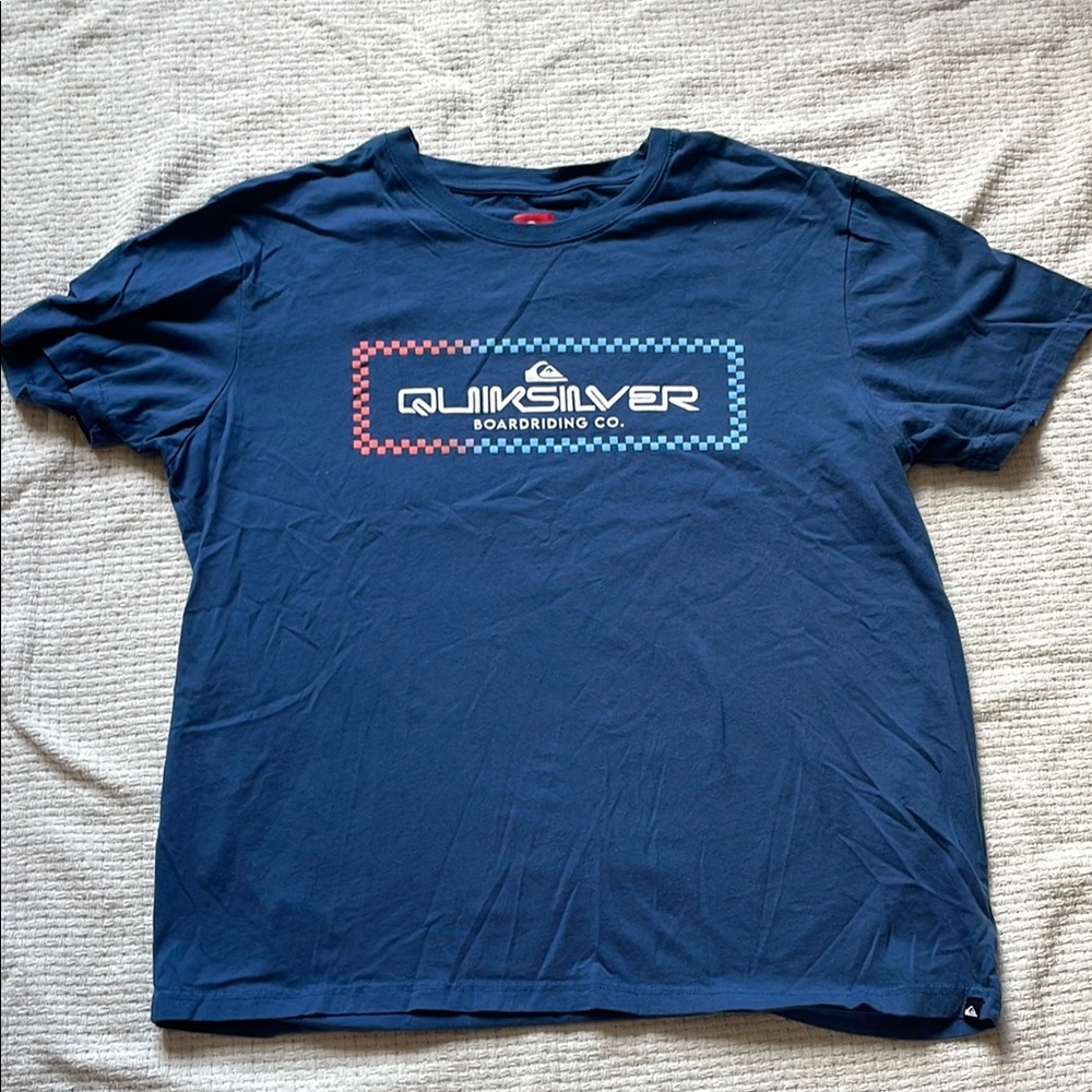 Quiksilver Navy Tee with Checkered Logo